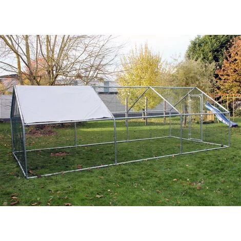 WILTEC Enclos Extérieur Volière Poulailler Clapier De Lapin Cage Pour Petits Animaux 6x3x2m Auvent – Image 2