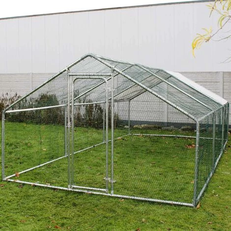 WILTEC Enclos Extérieur Volière Poulailler Clapier De Lapin Petite Cage Pour Animaux 4x3x2m Auvent