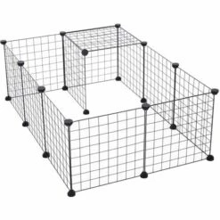 PawHut Cage Parc Enclos Pour Animaux Domestiques L 106 X L 73 X H 36 Cm Bords Arrondis Fil Métallique Noir 55 - Noir