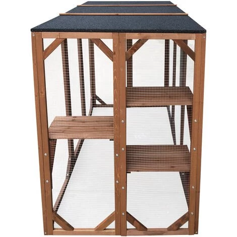 WILTEC Enclos Extérieur Parc Pour Chat Résistant Aux Intempéries 180 X 80 X 111,8 Cm Avec 3 Zones De Repos – Image 2