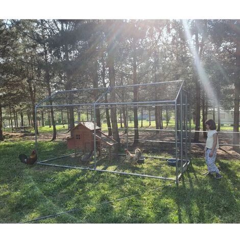 CHEMIN DES POULAILLERS Enclos Poulailler 8m² Tubes 32mm H2,25m - Parc Grillagé Renforcé 4x2m - Acier Galvanisé – Image 4