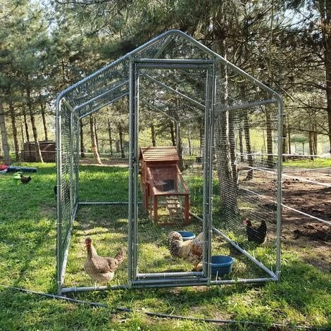 CHEMIN DES POULAILLERS Enclos Poulailler 8m² Tubes 32mm H2,25m - Parc Grillagé Renforcé 4x2m - Acier Galvanisé – Image 5