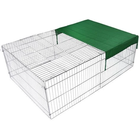 WILTEC Parc Enclos Pour Petits Animaux Domestiques 122 X 95 X 58 Cm Clôture Avec Protection Solaire Cage – Image 2