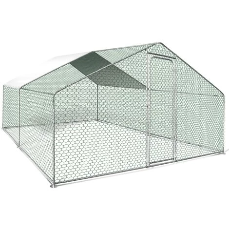 IDMARKET Enclos Poulailler 16 M² Parc Grillagé 4x4 M Acier Galvanisé - Naturel – Image 2