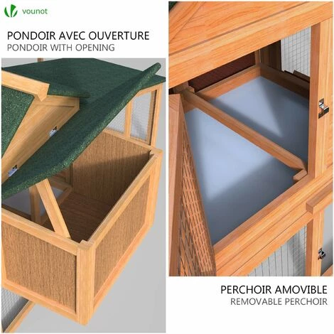 VOUNOT Poulailler En Bois XL Avec Pondoir Et Perchoir – Image 4