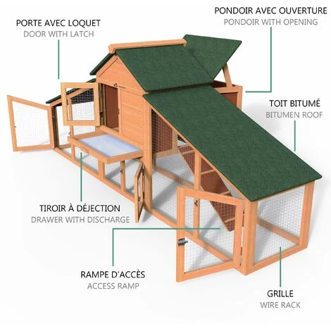VOUNOT Poulailler En Bois XL Avec Pondoir Et Perchoir – Image 5