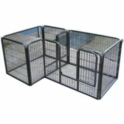 Bc-elec - 5663-1590 Parc à Chiots, Chiens Et Autres Animaux, 7 Panneaux, Modulable - Noir