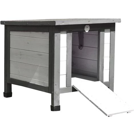 MUCOLA Maison De Chat Blanc/gris Maison De Chat Extérieur Chat Grotte Litière Boîte De Bois Maison De Chat