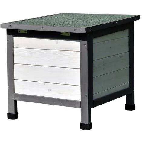 MUCOLA Maison De Chat Blanc/gris Maison De Chat Extérieur Chat Grotte Litière Boîte De Bois Maison De Chat – Image 5