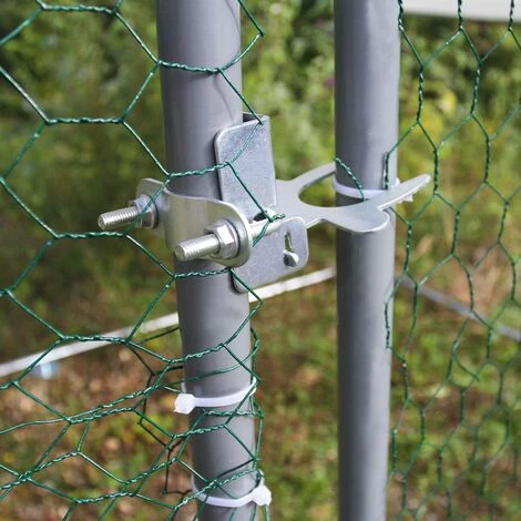 MONSTER SHOP Enclos Poulailler Extérieur 3mx2mx2m Volière Acier Galvanisé Volaille Cage Animal Chien Lapin Canard Bâche Toit - Argent – Image 4