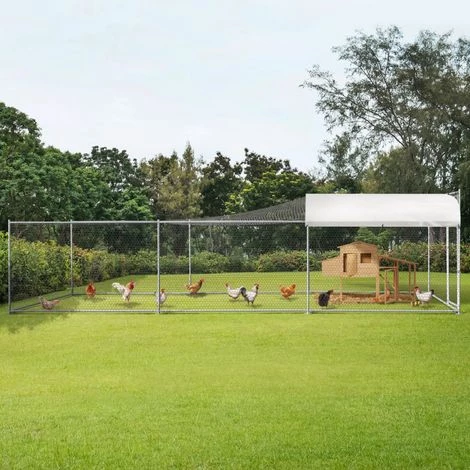 IDMARKET Enclos BOGOTA 12 M² Parc Grillagé 2x6x1,6 M Acier Galvanisé Avec Filet - Naturel – Image 3