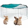 Relaxdays Cage Extérieur Lapin XL, Avec Filet, Enclos Pour Rongeurs, Avec Protection Contre Le Soleil, Ø 145 Cm, Zingué