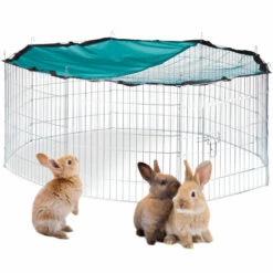 Relaxdays Cage Extérieur Lapin XL, Avec Filet, Enclos Pour Rongeurs, Avec Protection Contre Le Soleil, Ø 145 Cm, Zingué