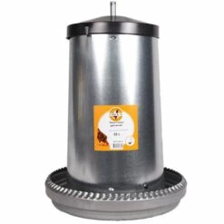 CHICK'A Nourrisseur à Trémie émaillé 25 L Pour 17 Poules - Gris
