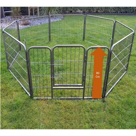 BBLOISIRAM Parc Enclos Pour Chiens Grillage Cage Clôture Intérieur Et Extérieur Hauteur 80cm Modèle Dog Run « M 481 »