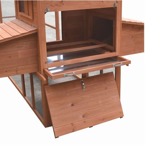 Melko Poulailler Avec Enclos Extérieur XXL Poulailler 310x150x150CM Avec 2 Nichoirs Clapier à Lapin Avec Rampe Et Couloir – Image 3