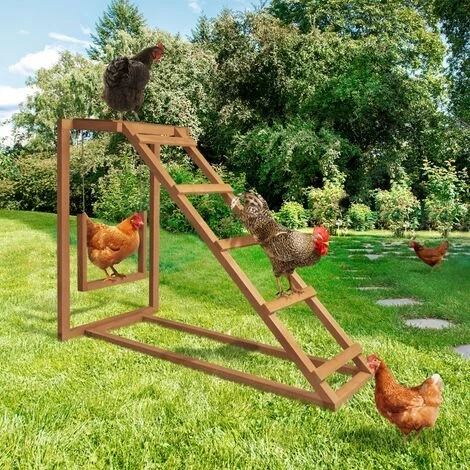 IDMARKET Aire De Jeux En Bois Pour Poules Avec Balançoire Et Perchoir - Naturel
