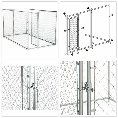 Bc-elec - RA-D22 Parc à Chiots 2x2x1.2m, Enclos Pour Chiens, Chenil D'extérieur, Enclos D'exercice Cage Pour Chiens - Gris – Image 3