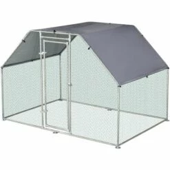 PawHut Enclos Poulailler Chenil 5,32 M² - Parc Grillagé Dim. 2,8L X 1,9l X 1,95H M - Poulailler Chenil Entièrement Couvert - Acier Galvanisé