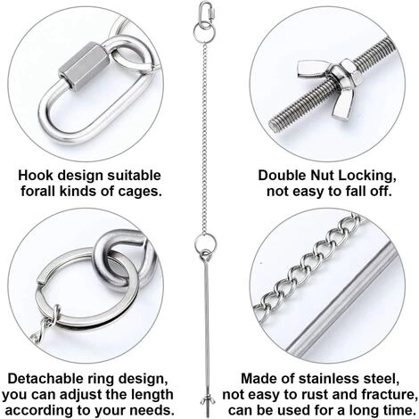 Betterlife Poulet Suspendu Mangeoire Poulet Perroquet Suspendu Mangeoire à Oiseaux En Acier Inoxydable Mangeoire à Poulet Jouet= – Image 3