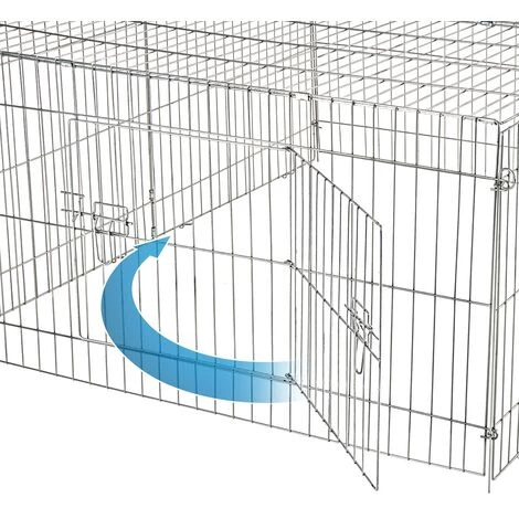 ECD GERMANY Cage Clapier Enclos Extérieur Avec Pare-soleil En Métal Galvanisé 140x60x113 Cm – Image 3