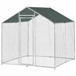 HELLOSHOP26 Enclos Extérieur Volière Cage Pour Animaux Avec Serrure Armature Acier Galvanisé 2 X 2 X 2 M Argent Vert Foncé - Vert