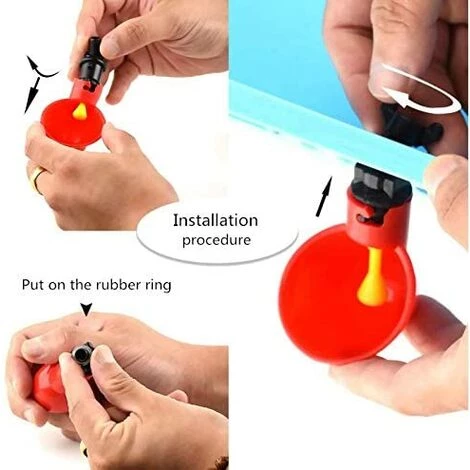 LANGRAY 15 Bols D'eau De Poulet Avec Noix, Abreuvoir De Volaille En Plastique équipement D'élevage Pour Buveur De Caille D'oiseau De Poulet – Image 2