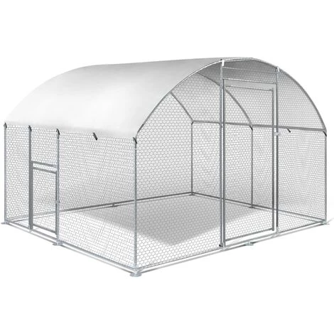 IDMARKET Enclos Poulailler Dôme 7,5 M² Parc Grillagé 3x2,5 M Avec Porte Latérale - Naturel – Image 2