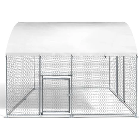 IDMARKET Enclos Poulailler Dôme 7,5 M² Parc Grillagé 3x2,5 M Avec Porte Latérale - Naturel – Image 3