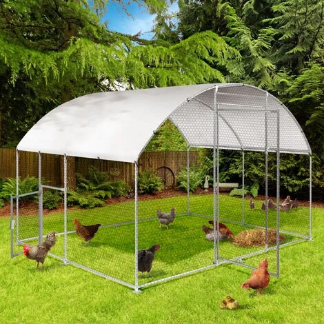 IDMARKET Enclos Poulailler Dôme 7,5 M² Parc Grillagé 3x2,5 M Avec Porte Latérale - Naturel – Image 5