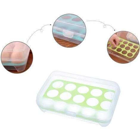 GUAZHUNIFR Récipient à œufs Plateau De Stockage D'œufs En Plastique Boîte De Stockage D'œufs 2 Article Accessoire Poulailler Guazhuni(bleu Vert) – Image 2