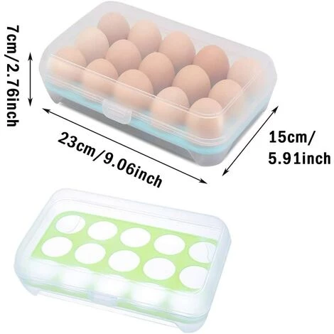 GUAZHUNIFR Récipient à œufs Plateau De Stockage D'œufs En Plastique Boîte De Stockage D'œufs 2 Article Accessoire Poulailler Guazhuni(bleu Vert) – Image 3