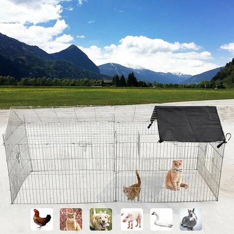 MUCOLA Enceinte D'extérieur Avec Parasol Enceinte Pour Animaux Enceinte D'extérieur Enceinte D'extérieur Cage Pour Lapins Enceinte Pour Clapier à Lapins – Image 3