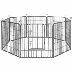 FEANDREA Enclos Pour Chien, Parc Pour Animal De Compagnie, 77x60 Cm, Par SONGMICS, Gris PPK86G - Gris