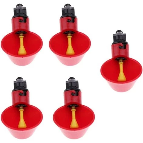 SUN FLOWERIT 5PCS Abreuvoir à Poule Automatique Tasses D'eau Potable Rouge Abreuvoir Poules Bien Pratique En Plastique Pour Oiseaux Poule Volaille â Image 2