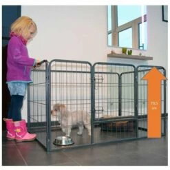 BBLOISIRAM Parc Enclos Pour Chiens Grillage Cage Clôture Intérieur Et Extérieur Hauteur 70,5cm Modèle Dog Run « M 483 »