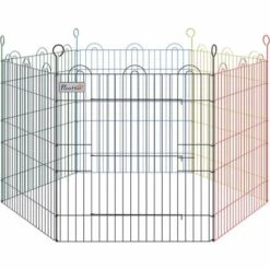 PawHut Parc Enclos Modulable Pour Chien Animaux Porte Verrouillable 6 Panneaux Dim. Panneau 59L X 60H Cm Métal Multicolore - Multicolore
