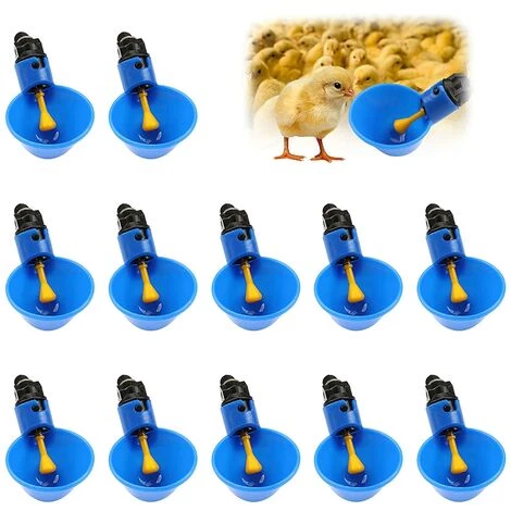 Volaille Tasse à Boire Automatique En Plastique 12 Pcs Distributeur D'Eau De Poulet,Betterlife Abreuvoir Pour Poules Poulailler Volaille Oiseau Coupes Buveur De Poulet Pour Boire De L'eau(Bleu)
