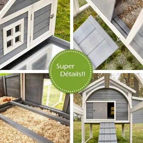 BB-LOISIR Poulailler En Bois Pour Jardin Extérieure Cage Canard Avec Nichoir Cm Modèle: 160 Grand Bonheur 189x100x110 Cm – Image 4