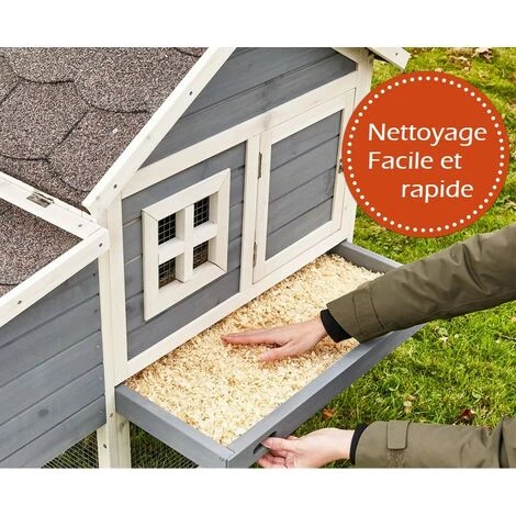 BB-LOISIR Poulailler En Bois Pour Jardin Extérieure Cage Canard Avec Nichoir Cm Modèle: 160 Grand Bonheur 189x100x110 Cm – Image 5