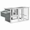 PawHut Poulailler Cottage Cage à Poules Sur Pied Dim. 162L X 76l X 79H Cm Multi-équipement Toit Polycarbonate Bois Sapin Blanc Gris - Gris