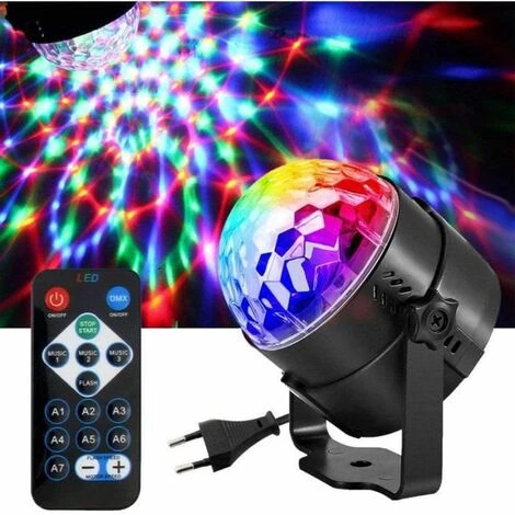 BEICHEN Lampe De Scène Petite Boule Magique LED Avec Télécommande USB Lumière Scène Rotative 7 Colorées Soirée Party Disco DJ