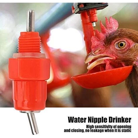 REGALI 20pcs Tetine Abreuvoir Poules Tetine Automatique Pour Poule Volaille Poulet Canard Distributeur D'eau Le Style Vis à Vis élevage Alimentation Du Bétail Abreuver équipement Rouge â Image 3