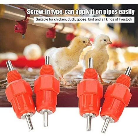 REGALI 20pcs Tetine Abreuvoir Poules Tetine Automatique Pour Poule Volaille Poulet Canard Distributeur D'eau Le Style Vis à Vis élevage Alimentation Du Bétail Abreuver équipement Rouge â Image 4