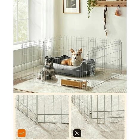 SONGMICS FEANDREA Parc Pour Chien Pliable, Enclos Lapin, Animaux, Argent PPK001W01 - Argent – Image 2
