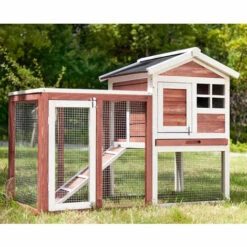 PECUTE Poulailler 118 X 54 X 92 Cm, En Bois De Sapin, Avec Nichoir Avec Support De Couvercle, Imprégné Résistant Aux Intempéries