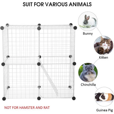 VINTEKY® Cage Parc Enclos Lapin - Blanc 70x35x70cm – Image 3