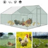 VINGO Poulailler D'extérieur 3x4x2m Enclos Grillagé Pour Poules Volaille Structure En Acier Galvanisé