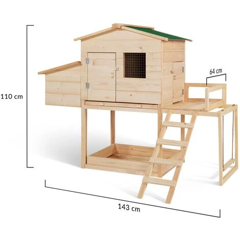 IDMARKET Poulailler EXCLUSIVE Avec Pondoir En Bois Et Aire De Jeux – Image 3