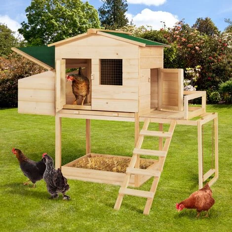IDMARKET Poulailler EXCLUSIVE Avec Pondoir En Bois Et Aire De Jeux – Image 5